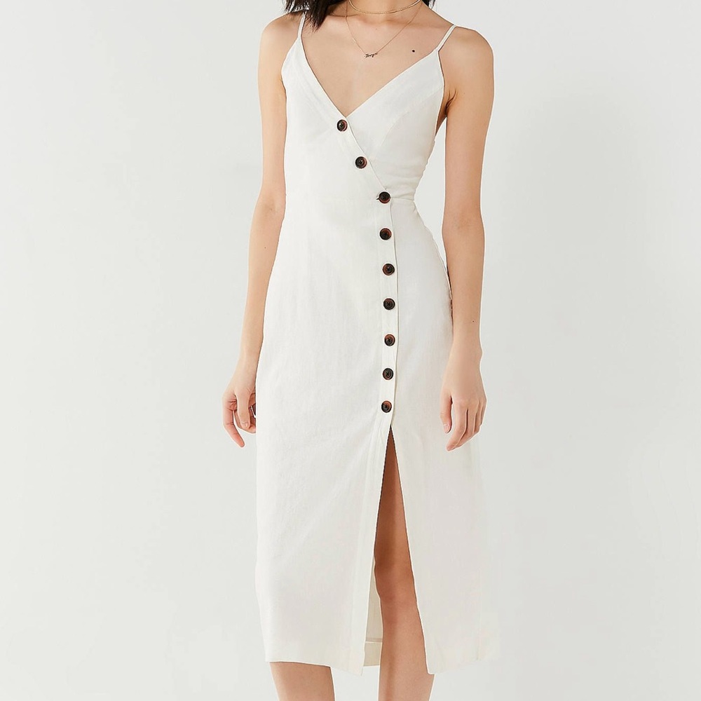 NWT UO Amber Button Down Linen Midi Dress
